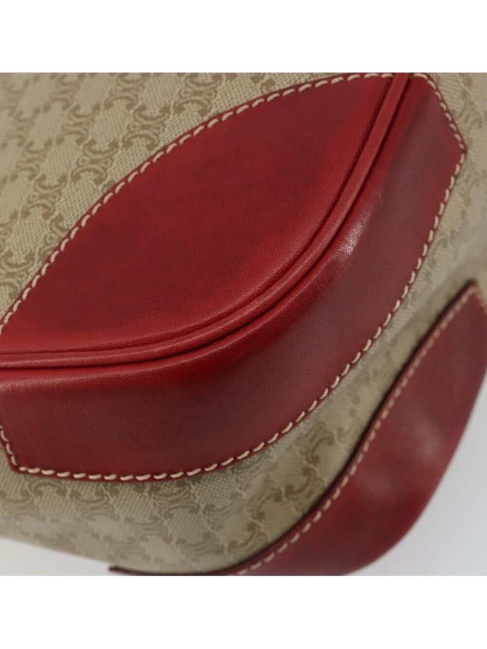 Authentic CELINE Macadam Canvas Shoulder Bag PVC Leather Beige Gold - Picture 4 of 16